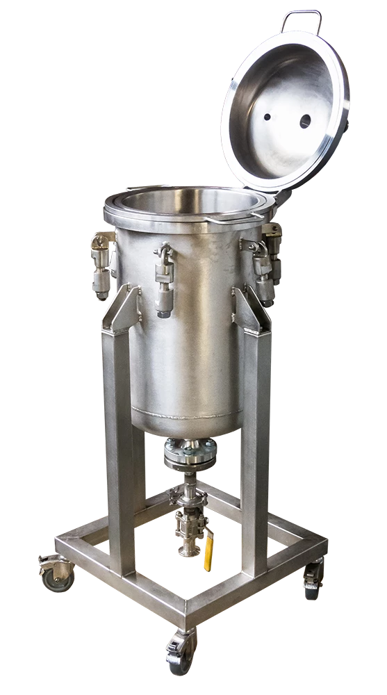 Static nutsche filter DN300 with open hinged lid
