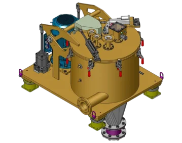 Die kleinste Gipszentrifuge der Welt mit Trommeldurchmesser von 630 mm und Trommelhöhe von 400 mm