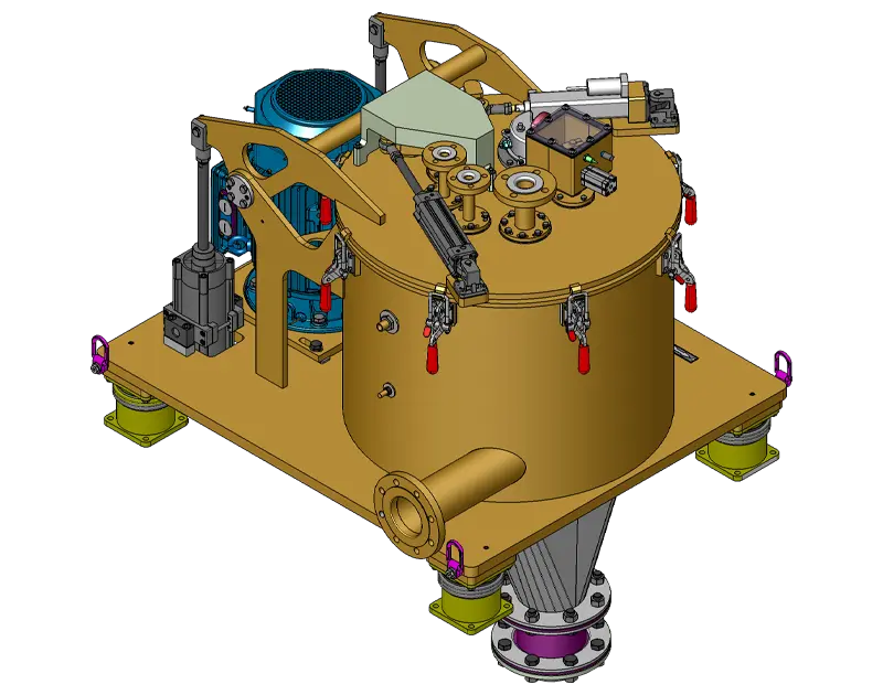 Die kleinste Gipszentrifuge der Welt mit Trommeldurchmesser von 630 mm und Trommelhöhe von 400 mm