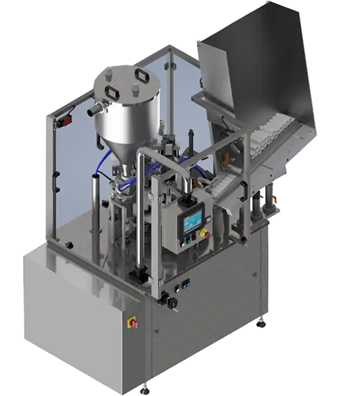 Fully automatic Tube filler for filling and sealing plastic, laminate and metal tubes up to 40 tubes/min