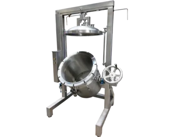 Neu gelieferten Nutschenfilter mit Kippvorrichtung DN600 aus Edelstahl AISI 316L, mit Volumen 215 L, Ex / ATEX explosionsgeschützte Ausführung.