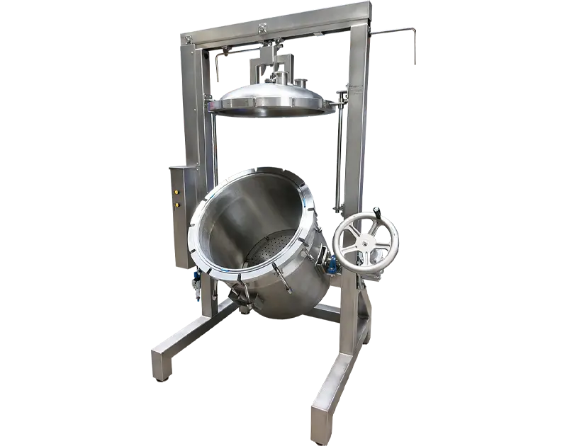 Neu gelieferten Nutschenfilter mit Kippvorrichtung DN600 aus Edelstahl AISI 316L, mit Volumen 215 L, Ex / ATEX explosionsgeschützte Ausführung.